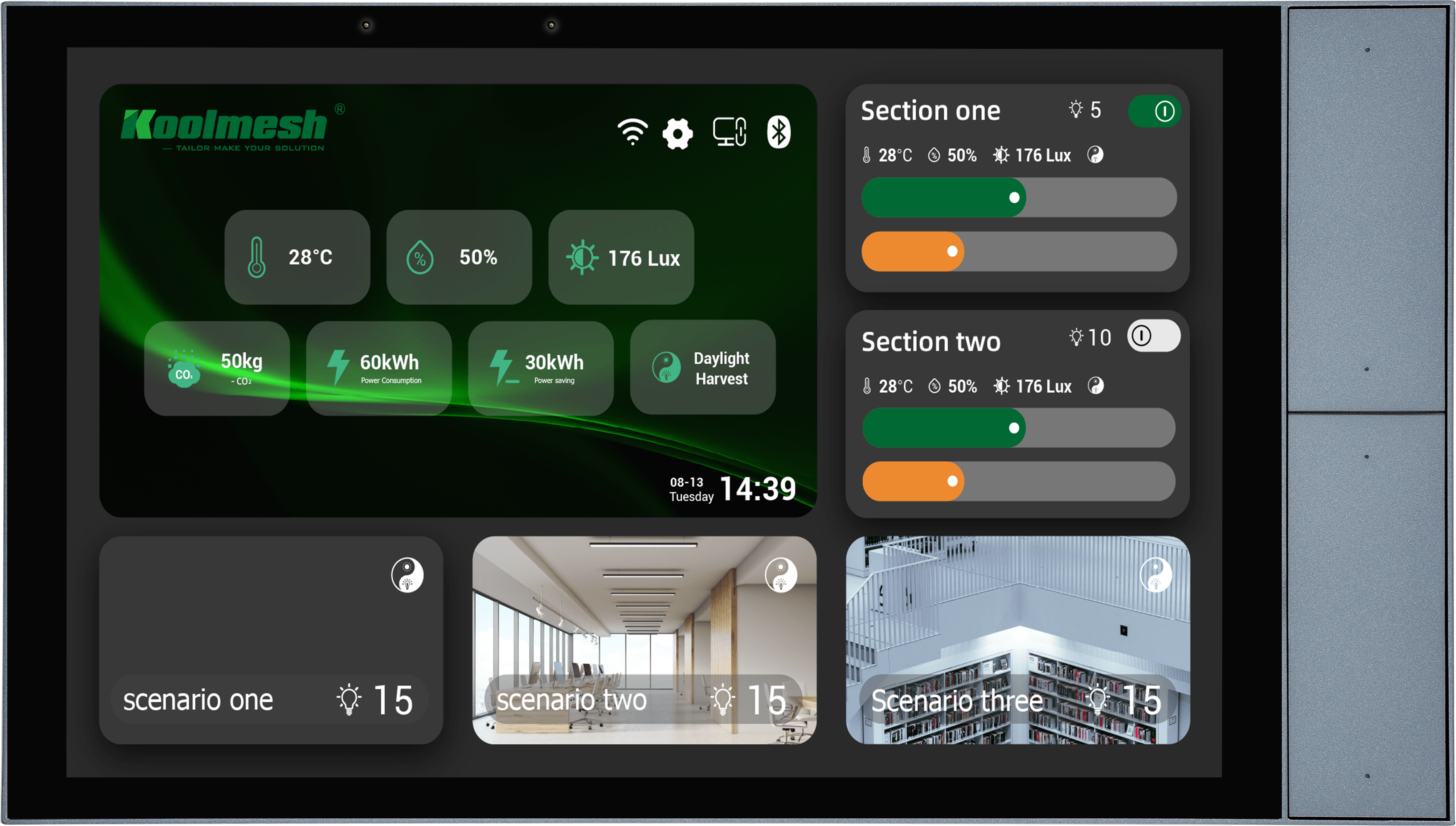 Central lighting control panel for teaching spaces